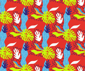 Fototapeta na wymiar Vector Matisse inspired seamless pattern, colorful design, vector illustration