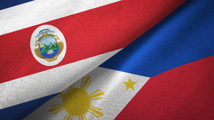 Costa Rica and Philippines two flags textile cloth, fabric texture