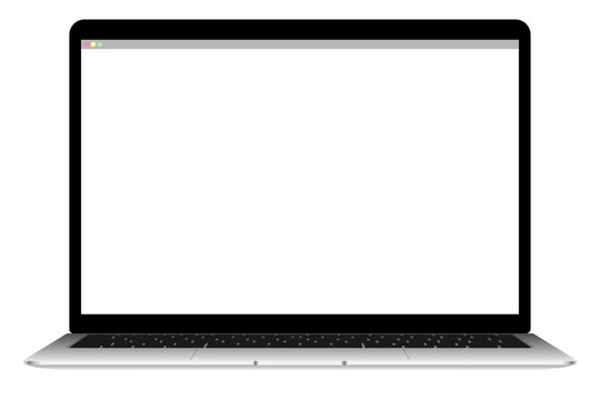 Laptop Monitor with Blank White Screen for  web design. Vector illustration. Screen mockup