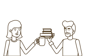 young couple in white background avatar character