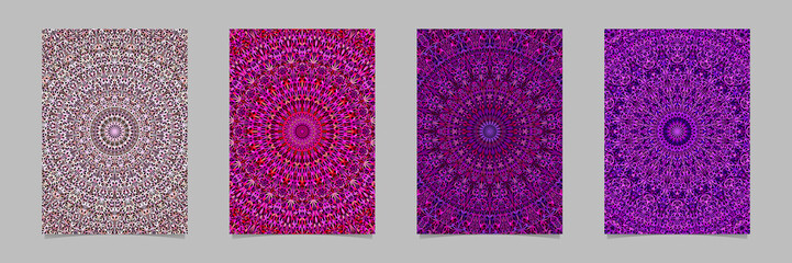 Floral garden mandala pattern flyer background set - vector meditation page template graphics