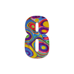 Number 8. Colorful circle paint.