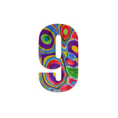 Number 9. Colorful circle paint.