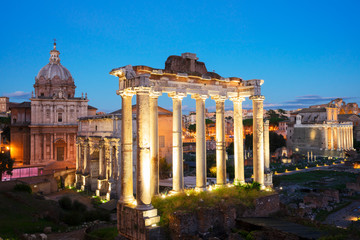 Fototapeta na wymiar Forum - Roman ruins in Rome, Italy