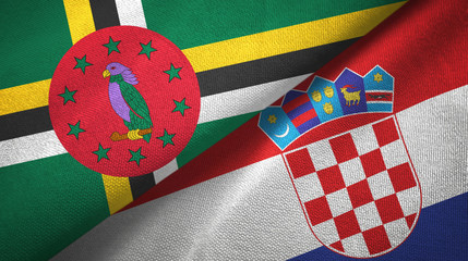 Dominica and Croatia two flags textile cloth, fabric texture