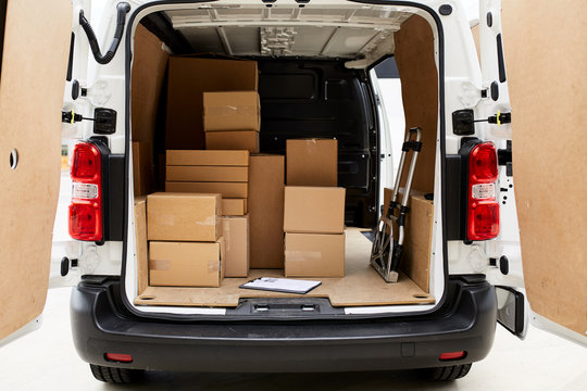 Truck full of packages.