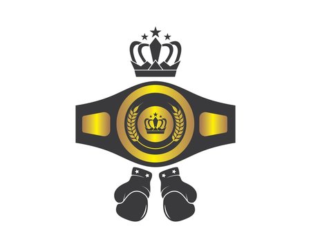 boxing belt champion logo icon vector