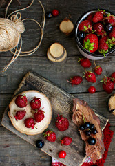 berry strawberry rustic wood