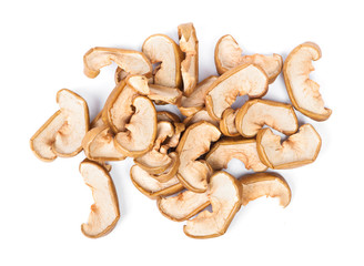 Heap of dried apple fruit pieces