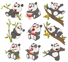 Foto op Plexiglas Vector Illustration of a set of Funny Panda Bear. Cartoon Character © liusa