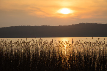Sonnenuntergang am Schmachter See, Seebad Binz, Insel Rügen, Mecklenburg-Vorpommern, Deutschland