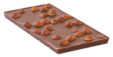 chocolate with nuts isolated on white background