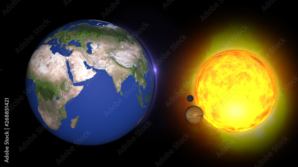 Wall mural animated solar system, 3d universestars of planets and galaxies in this visual element decorated by 