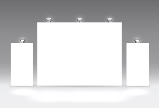 Scene show Podium for presentations on the grey background.