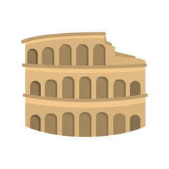 Rome colosseum architectural monument color vector icon. Flat design