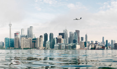 Toronto waterfront emerging from fog
