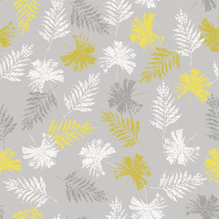 Vintage tropical leaves seamless pattern,palm and fern leaves in hand drawn line sketch