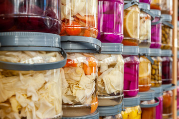 Shuk levinsky market: preserves, Tel Aviv, Israel