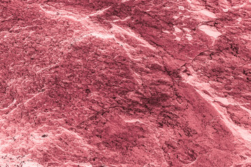 Vintage pink background. Rough painted wall of fiesta color. Imperfect plane of rosy colored. Uneven old decorative toned backdrop of rouge tint. Texture of pink hue. Ornamental stony surface.
