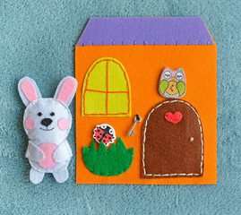 Handmade felt quiet book-house for bunny