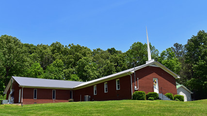 Red brick church in the country