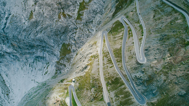 A switchback road.