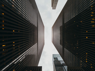 looking up in Manhattan downtown