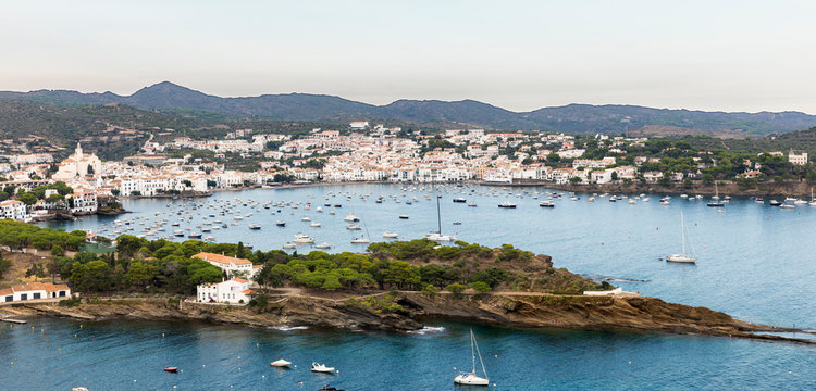 Panoramic view of Cadaqu?s in Costa Brava, Spain, and its bay