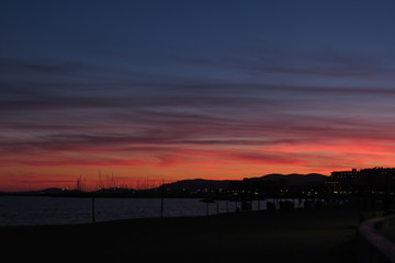 sun rise sunset deep glowing sky over the spanish coast
