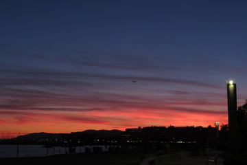 sun rise sunset deep glowing sky over the spanish coast