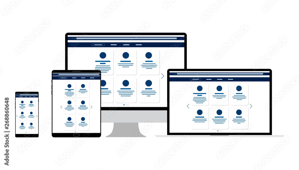 Poster web design. website template for monitor, laptop, tablet, phone. elements for mobile and web applica