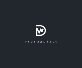 DW D W letter minimalist logo design template