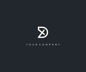 DX D X letter minimalist logo design template