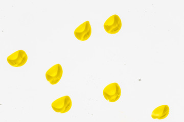 Watercolor and acrylic abstract. Colorful background. Mix, splashes and drawings of colors: yellow, white background