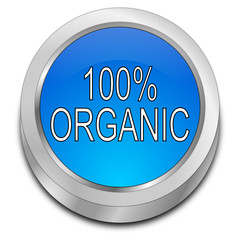 100% Organic Button - 3D illustration