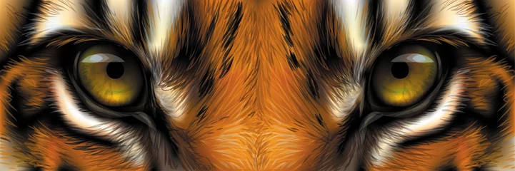 Fotobehang Grote ogen. Ogen van een rode tijger close-up. © AnastasiaOsipova