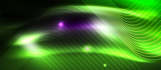 Glowing shiny neon squares abstract background, techno modern template