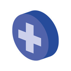 circle isometric with cross isolated icon