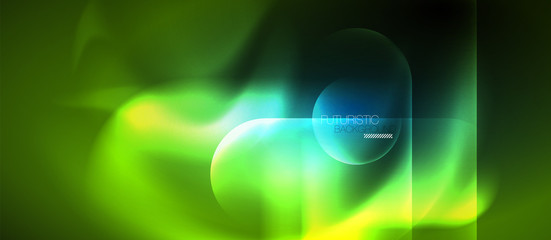 Blue neon round shapes techno background
