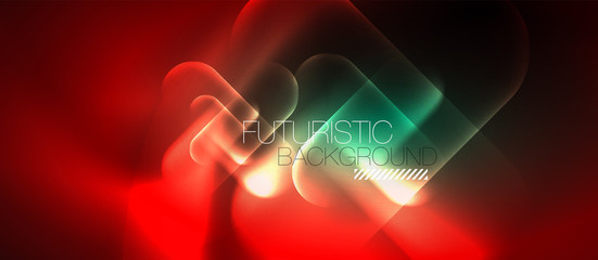 Neon glowing techno lines, hi-tech futuristic abstract background template