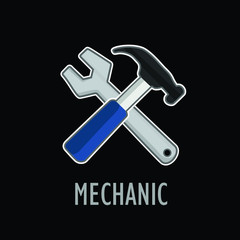 vector icon with hammer and wrench