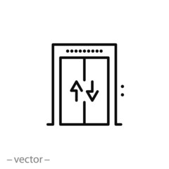 elevator icon, lift line symbol on white background - editable stroke vector illustration eps10 © Yurii