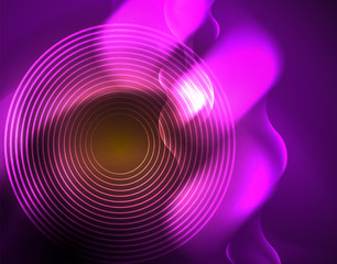 Shiny neon geometric waves template