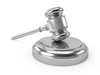3D rendering Silver gavel, Judge Hammer