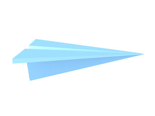 3D Rendering of blue paper plane