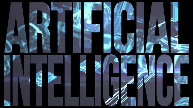 AI Artificial Intelligence computer code title logo animation with futuristic technology filled text