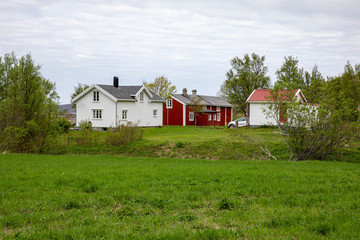 Rural landscape with old farm houses