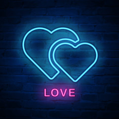 Vector illuminated neon light icon sign heart love