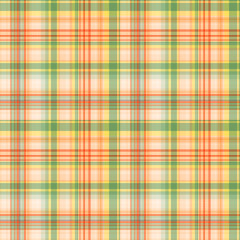 Checkered yellow orange with green stripes seamless pattern, vector.