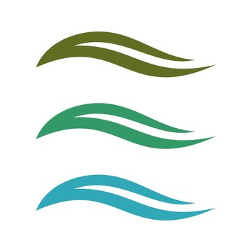Green Swoosh Wave Leaf Logo Template
